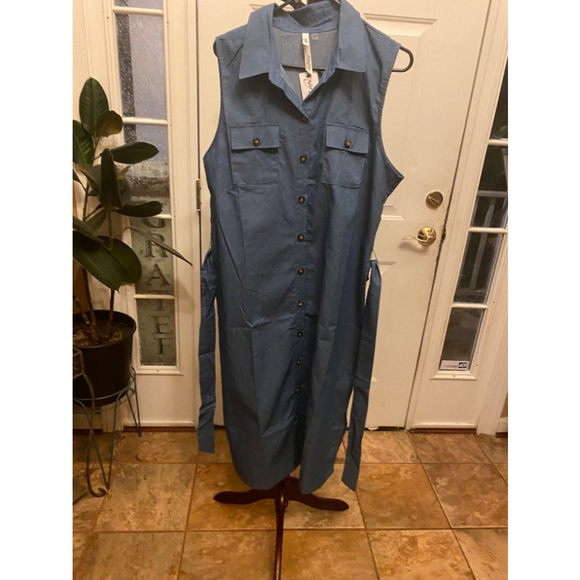 NY Collection Dresses & Skirts - NY COLLECTION CHAMBRAY DENIM BUTTON DOWN DRESS SIZE 1X